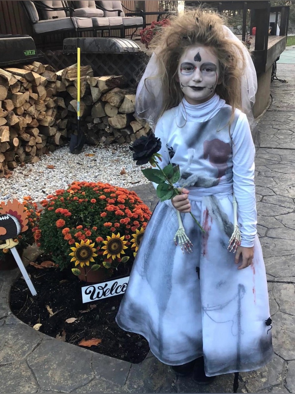 Zombie Bride Handmade Girls Halloween Costume w/ Pants & Accessories Size 8-10